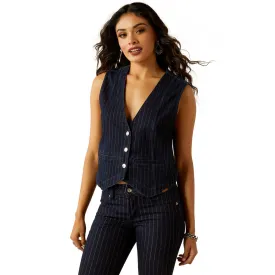 10054235 Ariat Women's Tailored Vest - Silver Striped Rinse