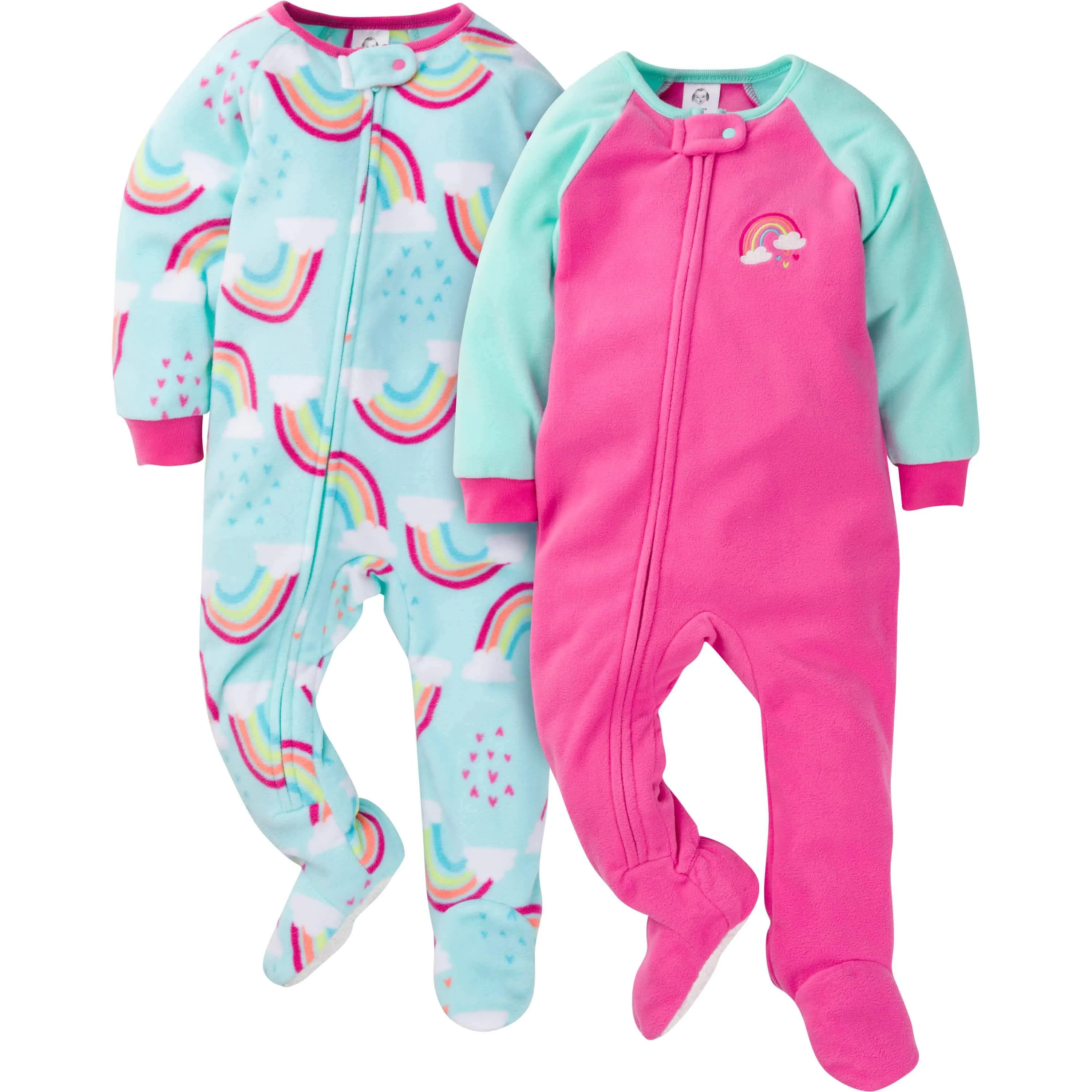 2-Pack Baby & Toddler Girls Rainbow Fleece Pajamas