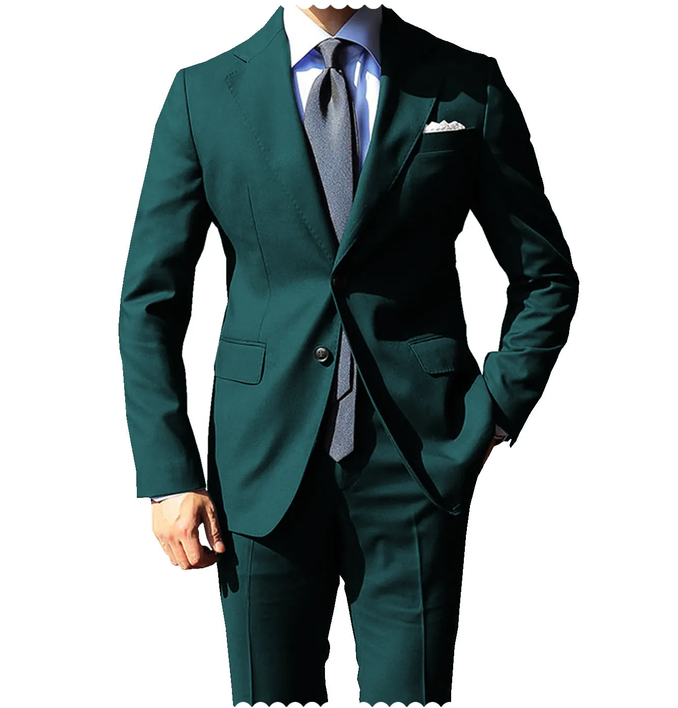 2 Pieces Mens Suit Flat Notch Lapel Tuxedos For Wedding(Blazer Pants)