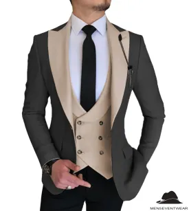 3 Piece Men's Suit Slim Fit Solid Peak Lapel Suit (Blazer   Vest   Pants)