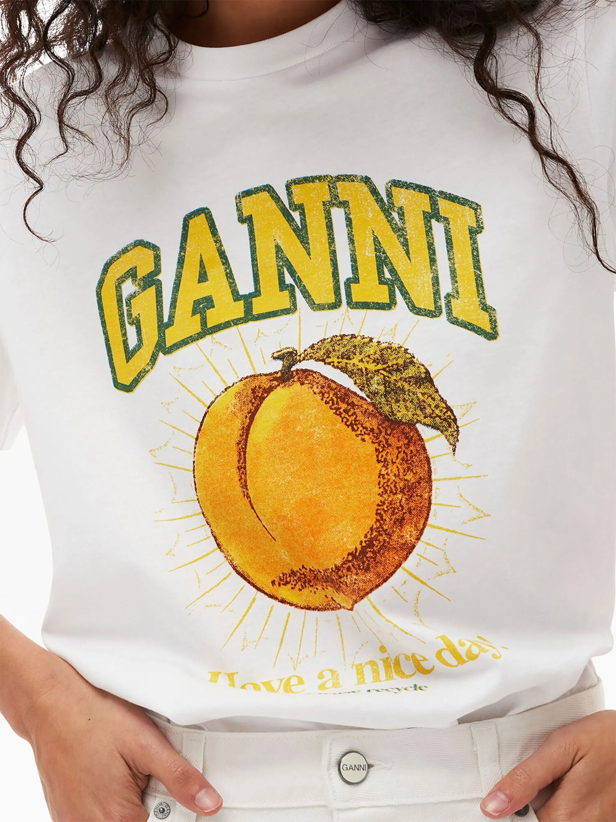 3452314 GANNI front print logo trendy outdoor travel casual t shirt