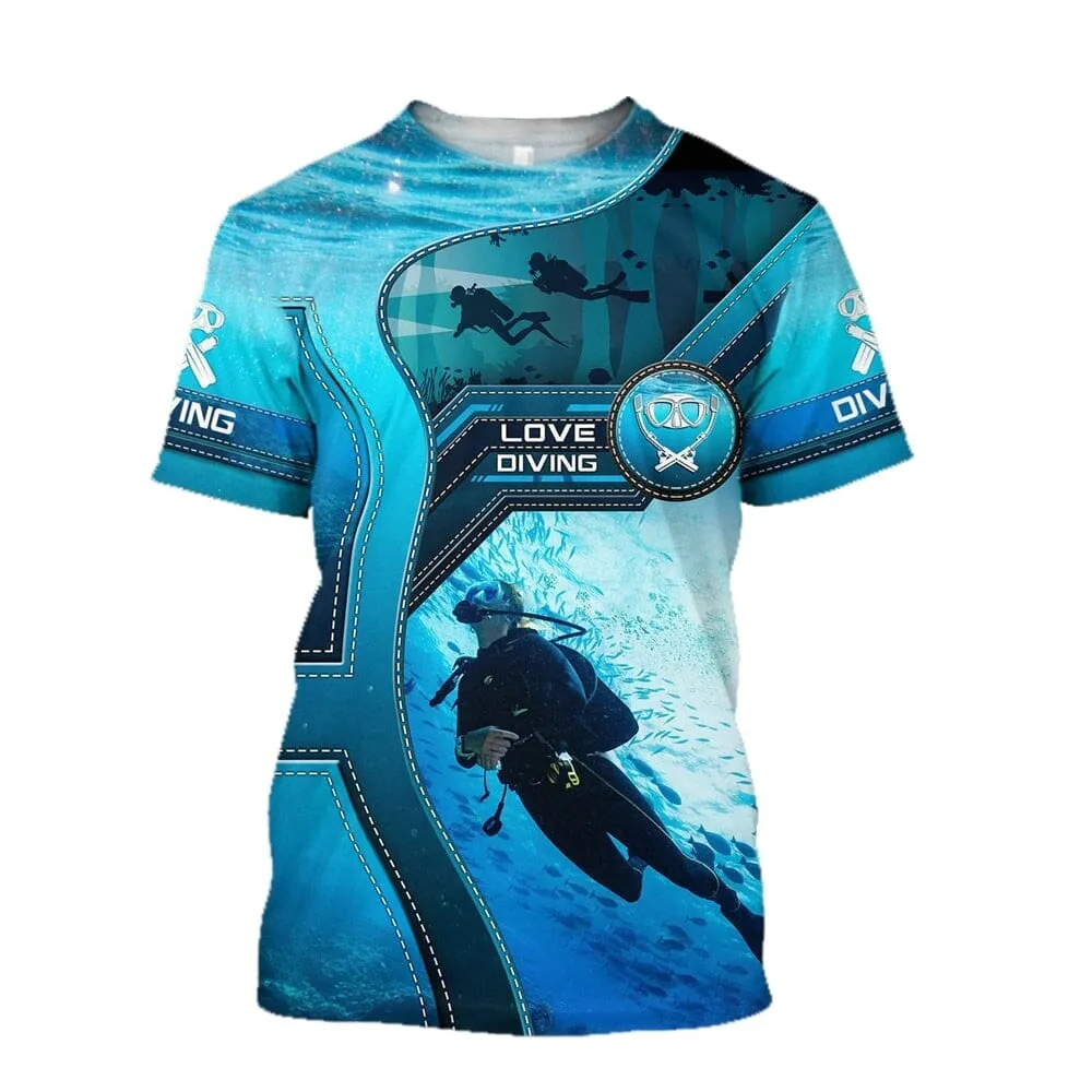 3D Printed Diving Art Casual Men's Summer Short-Sleeve T-Shirt