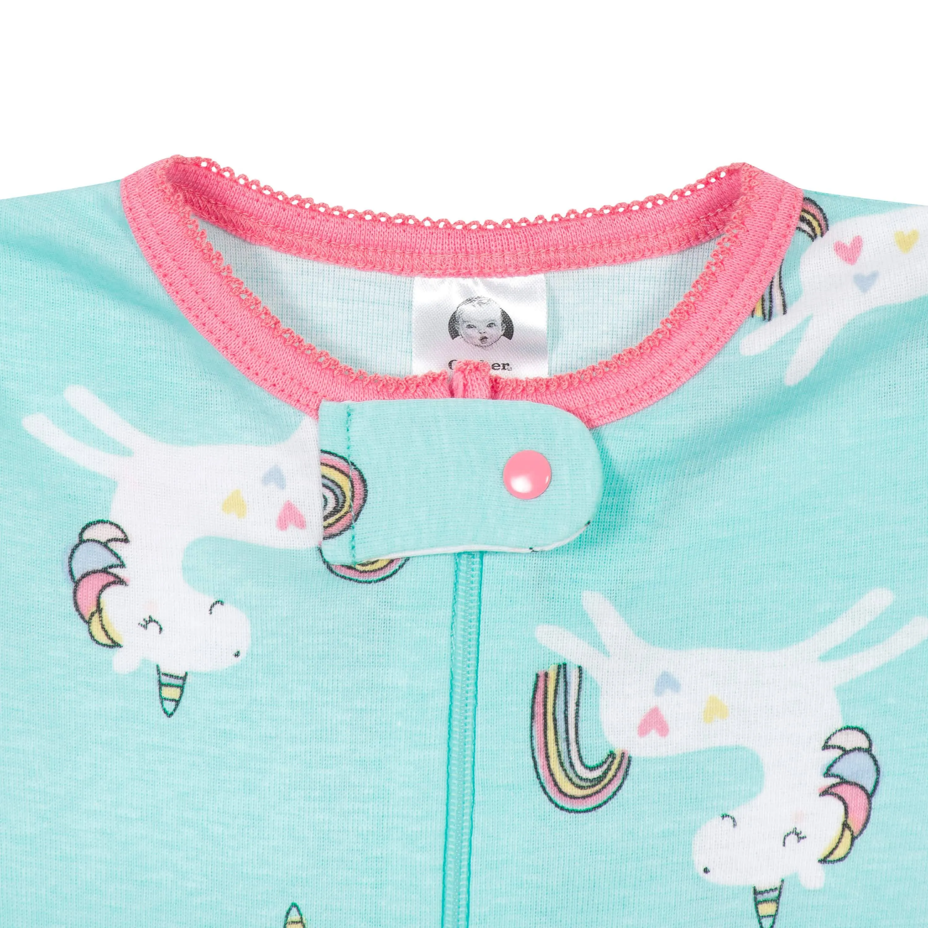 4-Pack Baby & Toddler Girls Unicorns & Cats Snug Fit Footed Cotton Pajamas