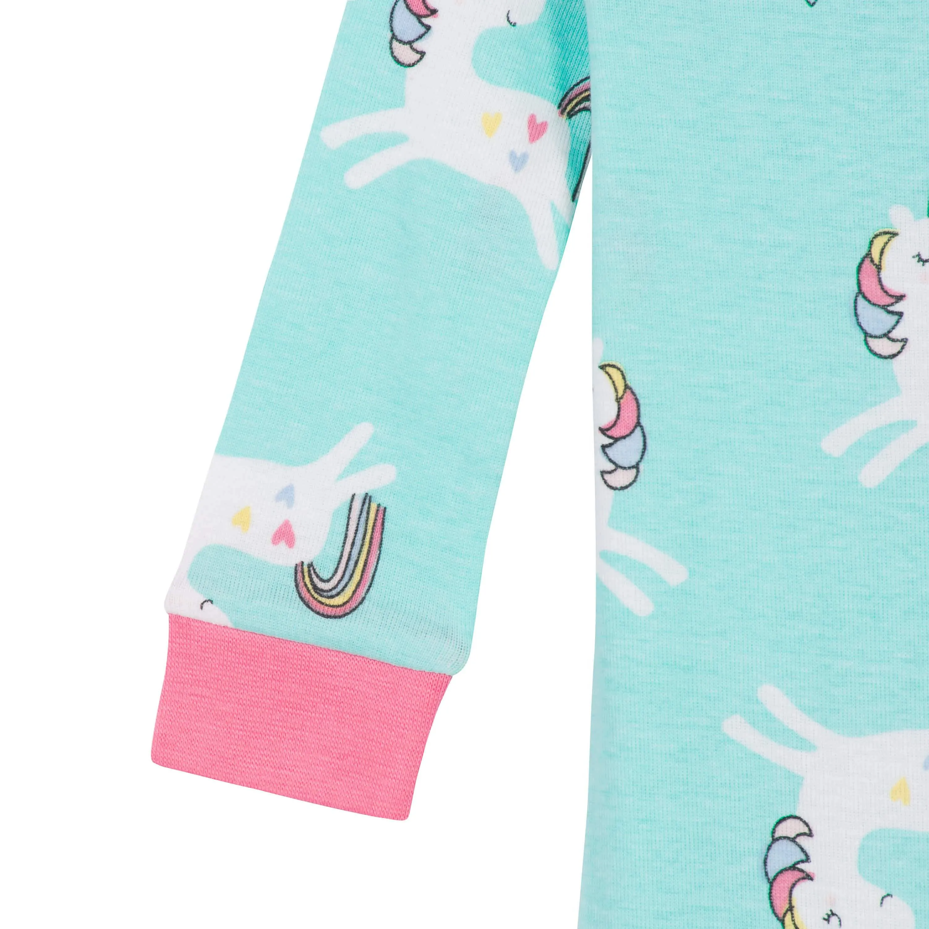 4-Pack Baby & Toddler Girls Unicorns & Cats Snug Fit Footed Cotton Pajamas