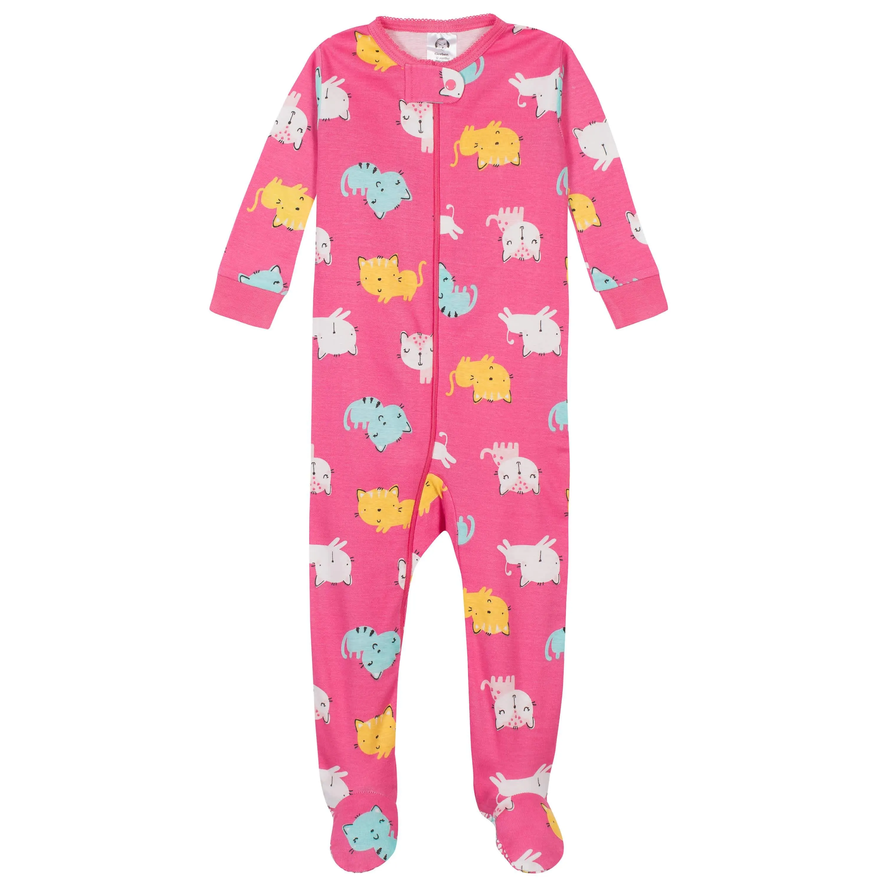 4-Pack Baby & Toddler Girls Unicorns & Cats Snug Fit Footed Cotton Pajamas