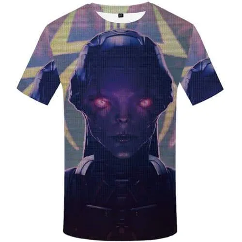 Alien T-shirt Men Cartoon Shirt Print Metal Tshirt Anime Fantasy Tshirts Casual Mechanical Tshirts Novelty Short Sleeve summer