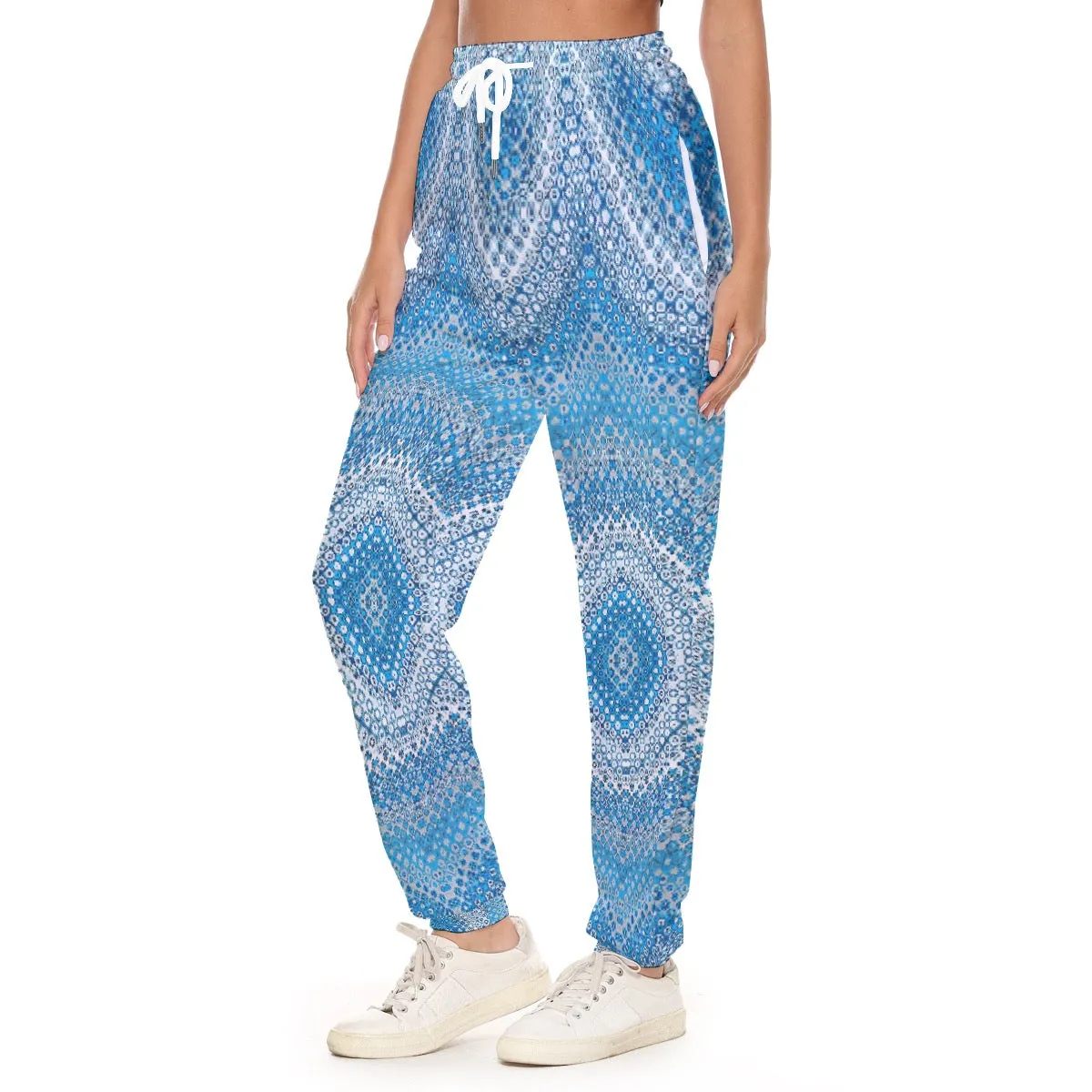 All-Over Print Women's Casual Pants 225 blue pattern, print