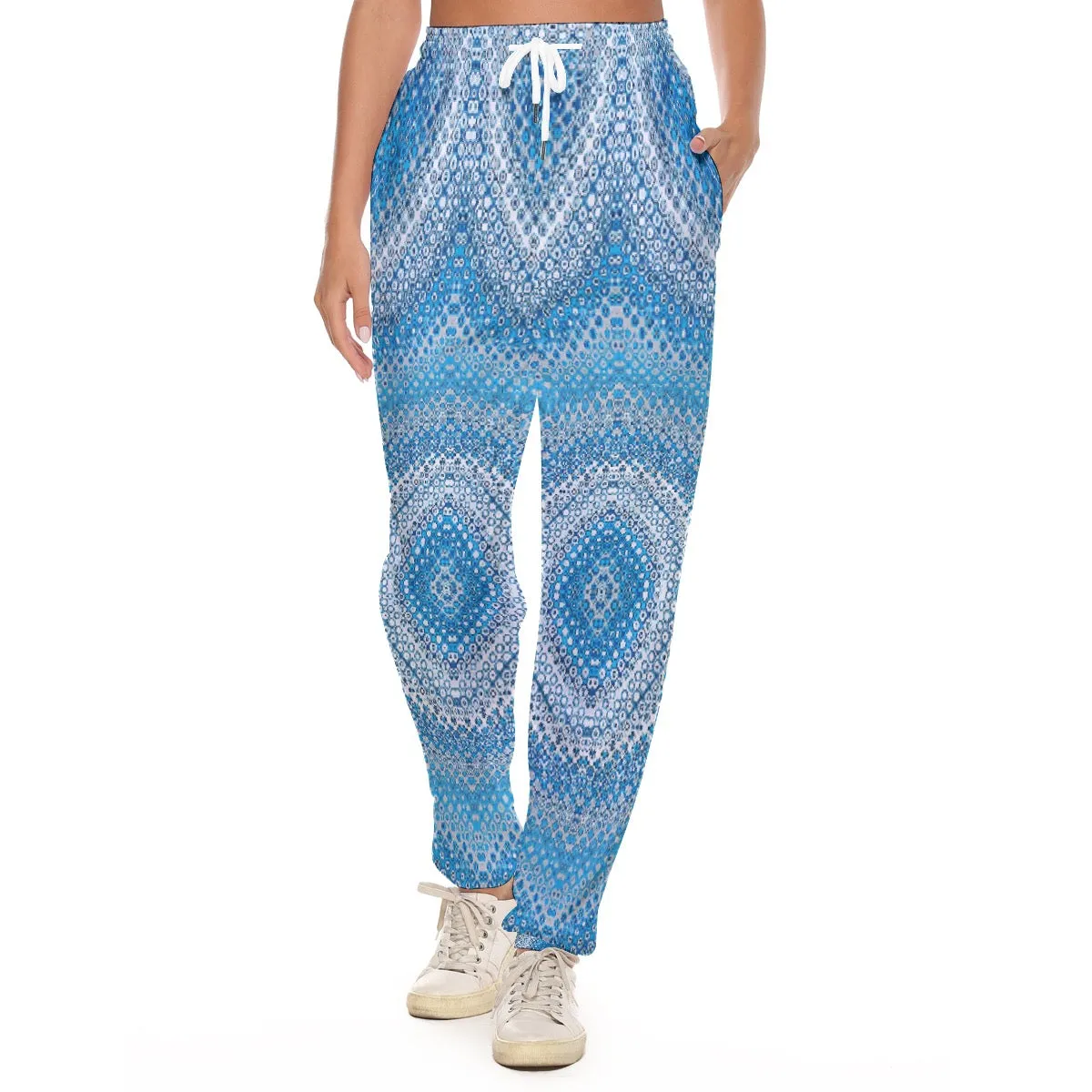 All-Over Print Women's Casual Pants 225 blue pattern, print