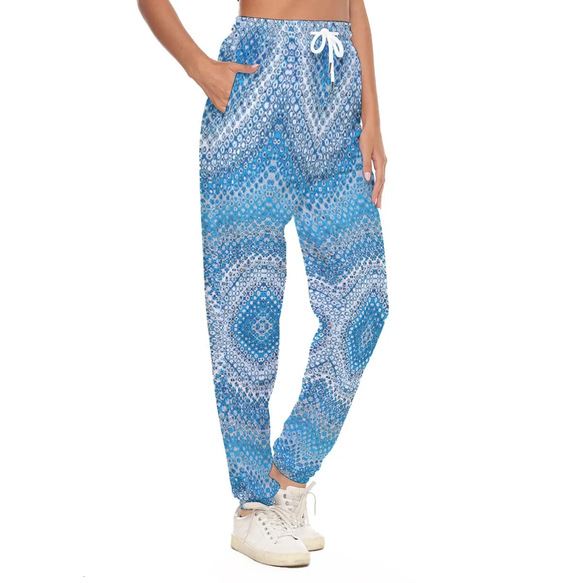 All-Over Print Women's Casual Pants 225 blue pattern, print