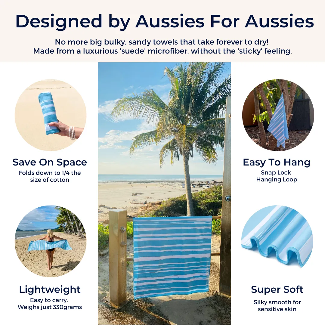 Azure Large Beach Towel & Pouch