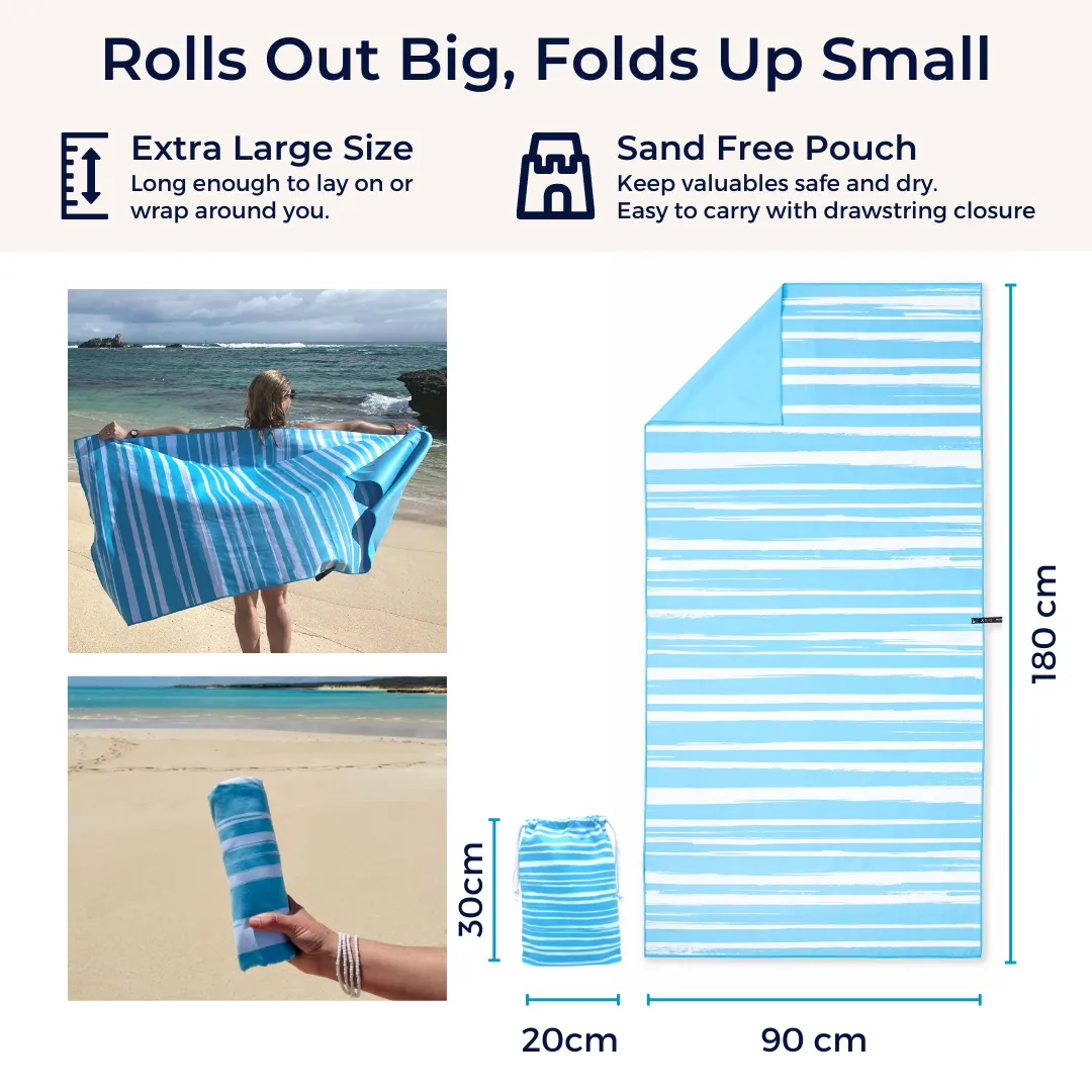 Azure Large Beach Towel & Pouch