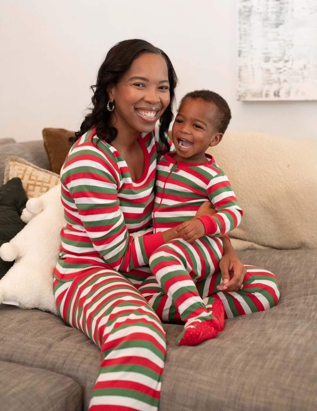 Baby Footed Red Striped Pajamas