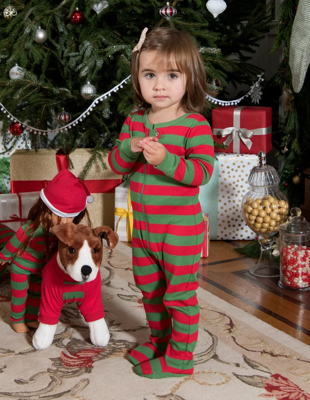 Baby Footed Red Striped Pajamas