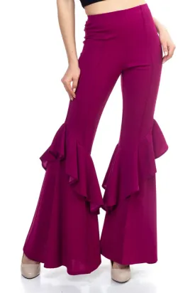 Berry Flares Into Bell Bottoms Ruffles Pants