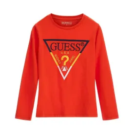 Big Boys Cotton Embroidered Triangle Logo Long Sleeve T-shirt