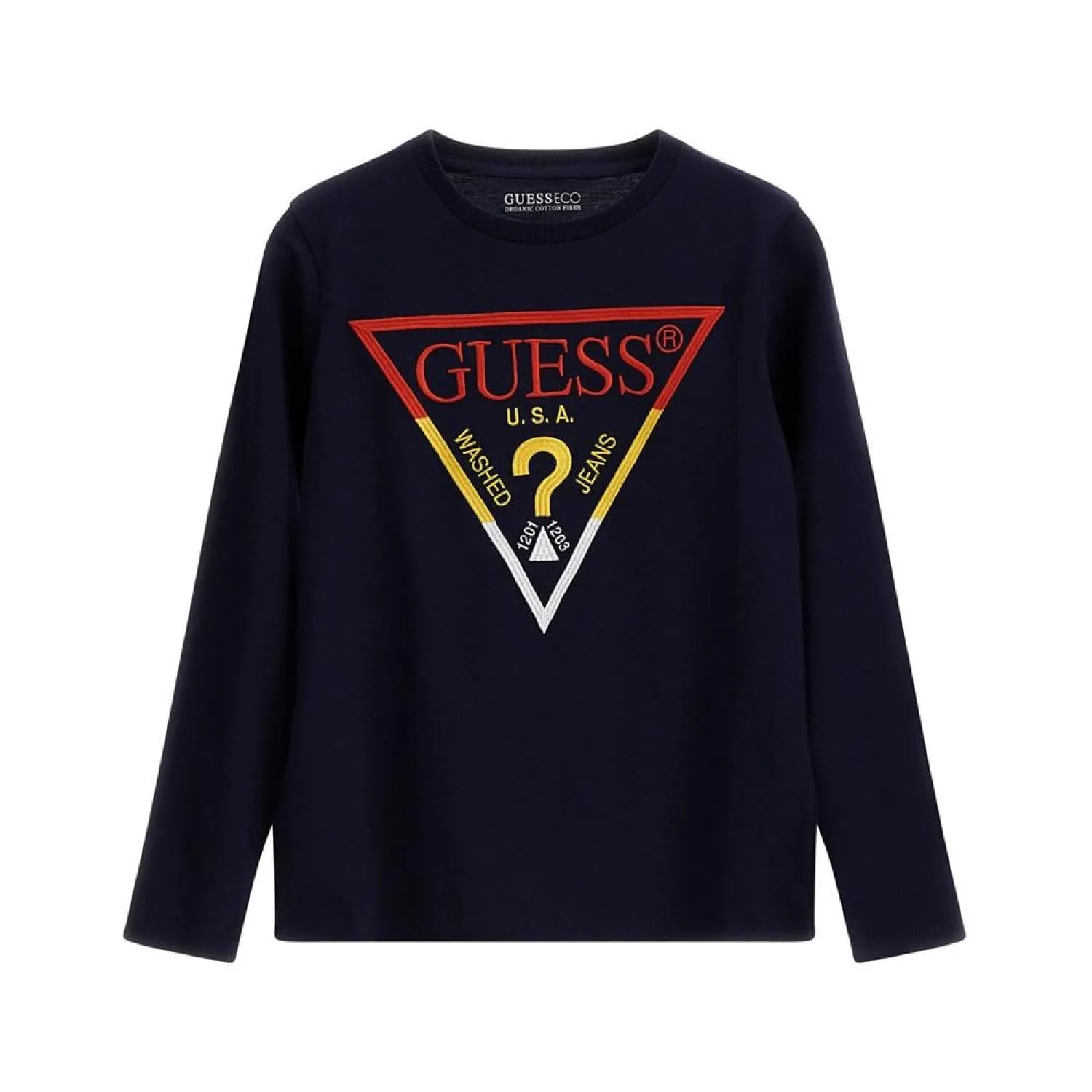 Big Boys Cotton Embroidered Triangle Logo Long Sleeve T-shirt