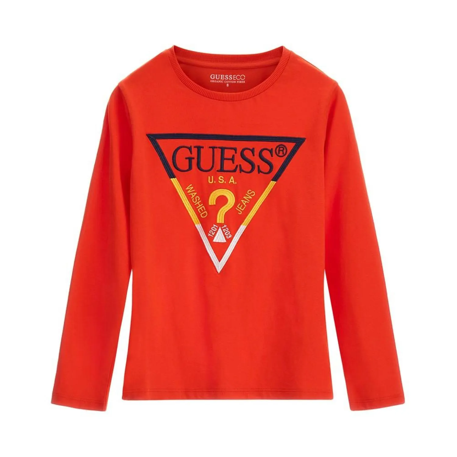 Big Boys Cotton Embroidered Triangle Logo Long Sleeve T-shirt