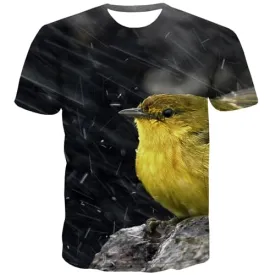 Bird T-shirt Men Animal Shirt Print Lovely Tshirts Casual Funny Tshirts Cool Street T-shirts Graphic Short Sleeve T shirts