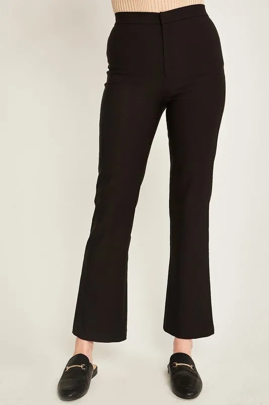 Black Woven Solid Long Flared Pants