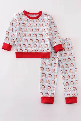 Blue christmas santa claus boy pajamas set