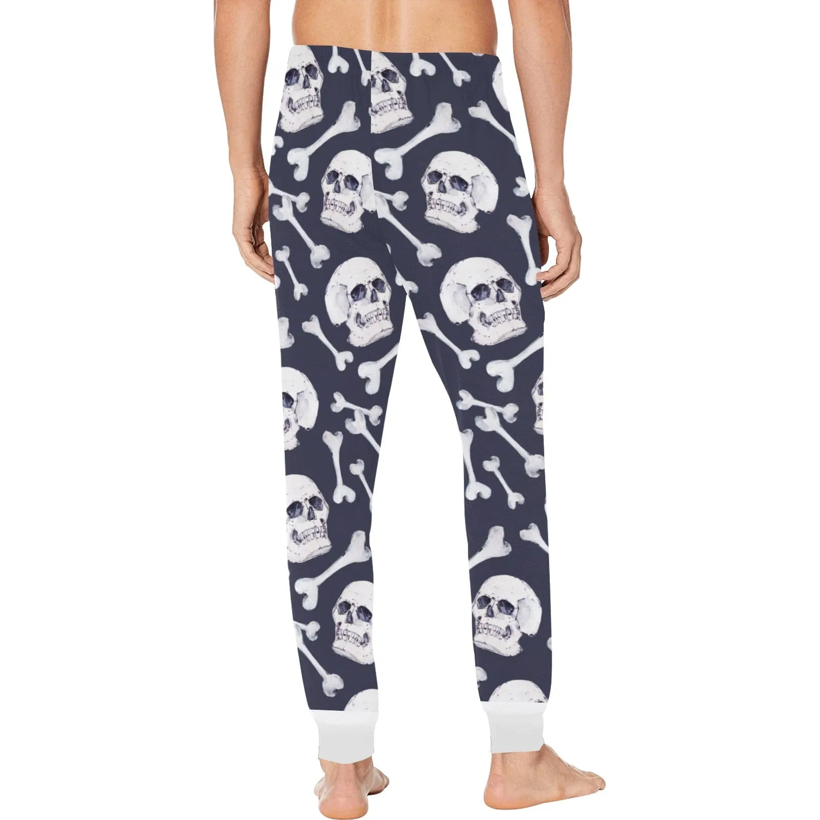 Blue White Skulls Men's Pajama Pants