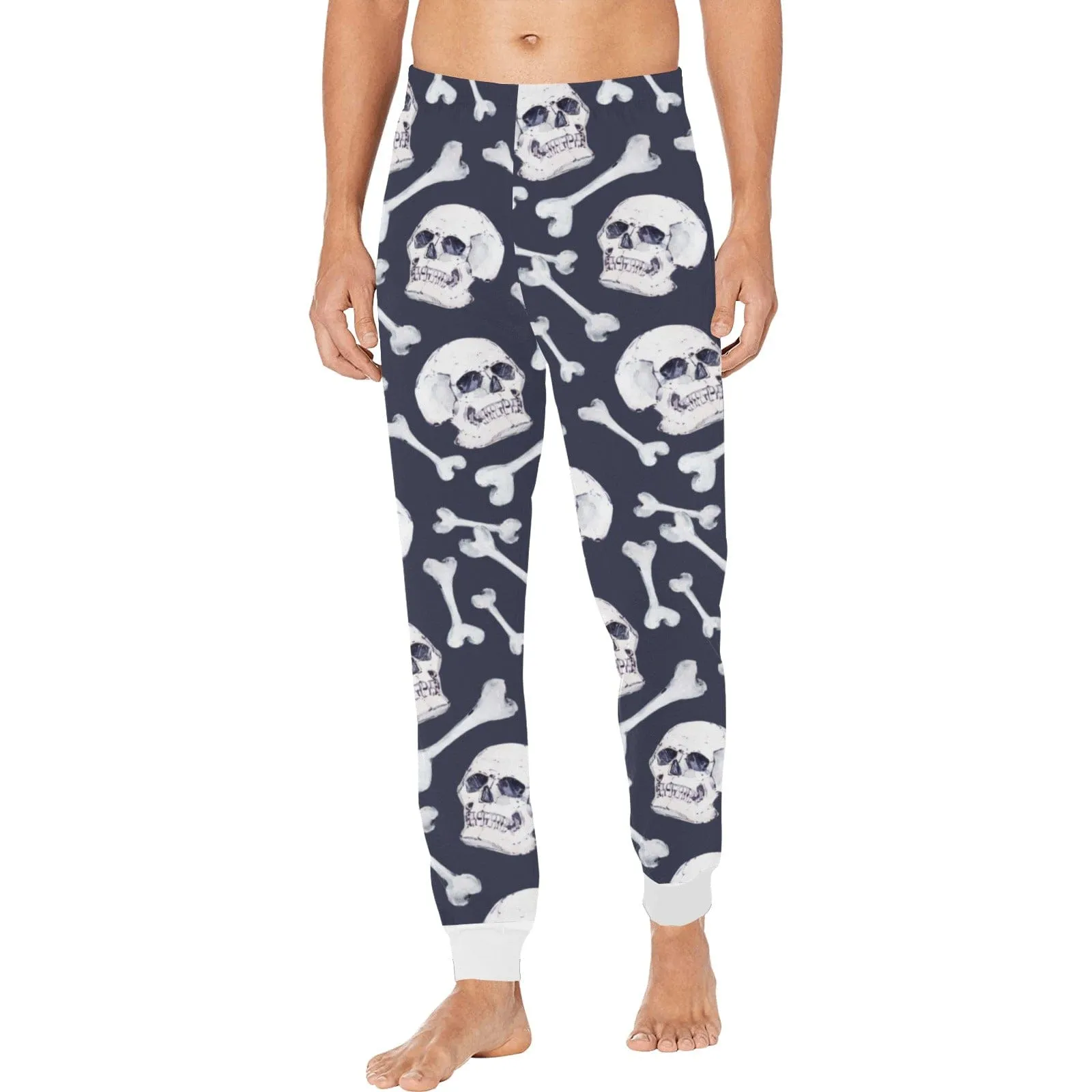 Blue White Skulls Men's Pajama Pants