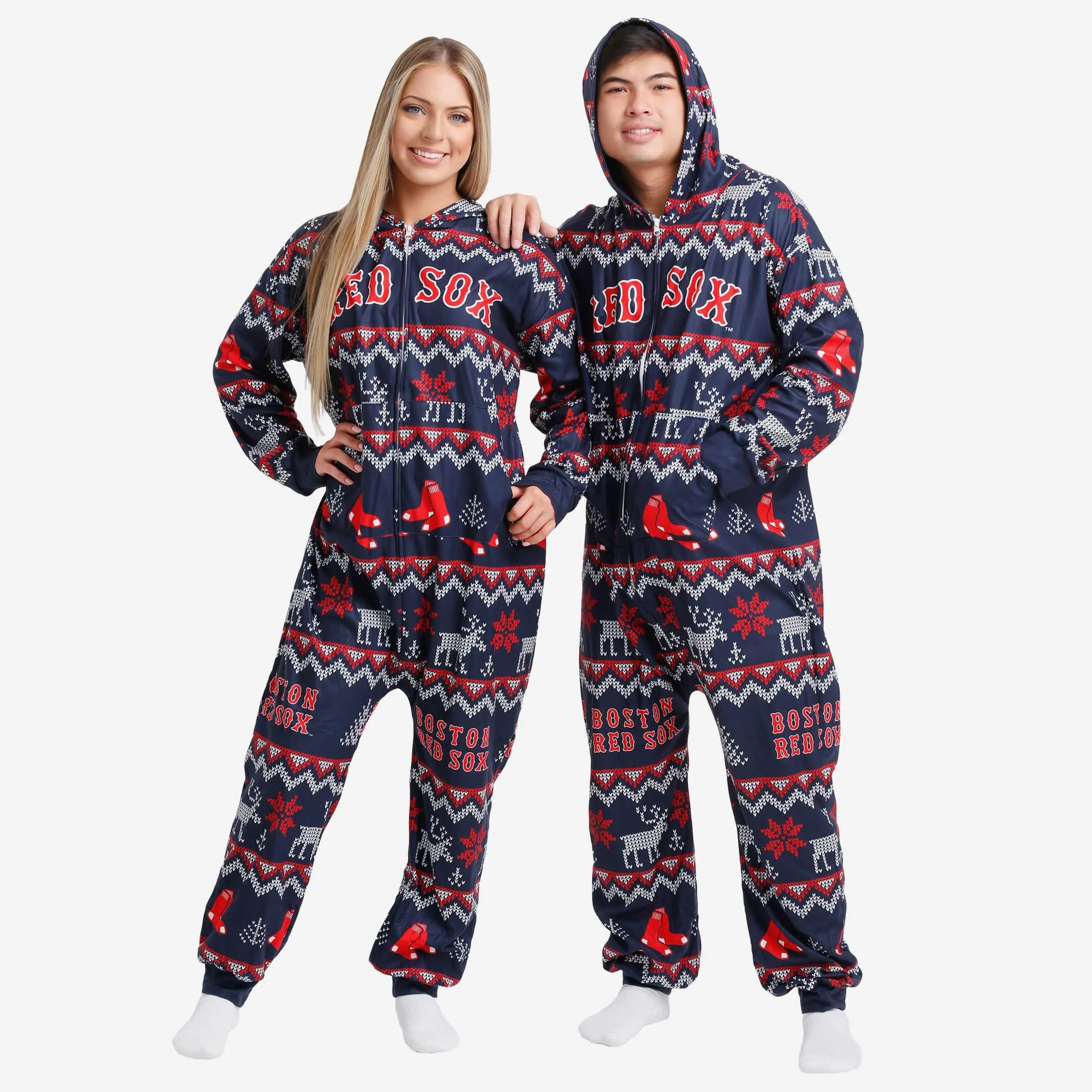 Boston Red Sox Ugly Pattern One Piece Pajamas