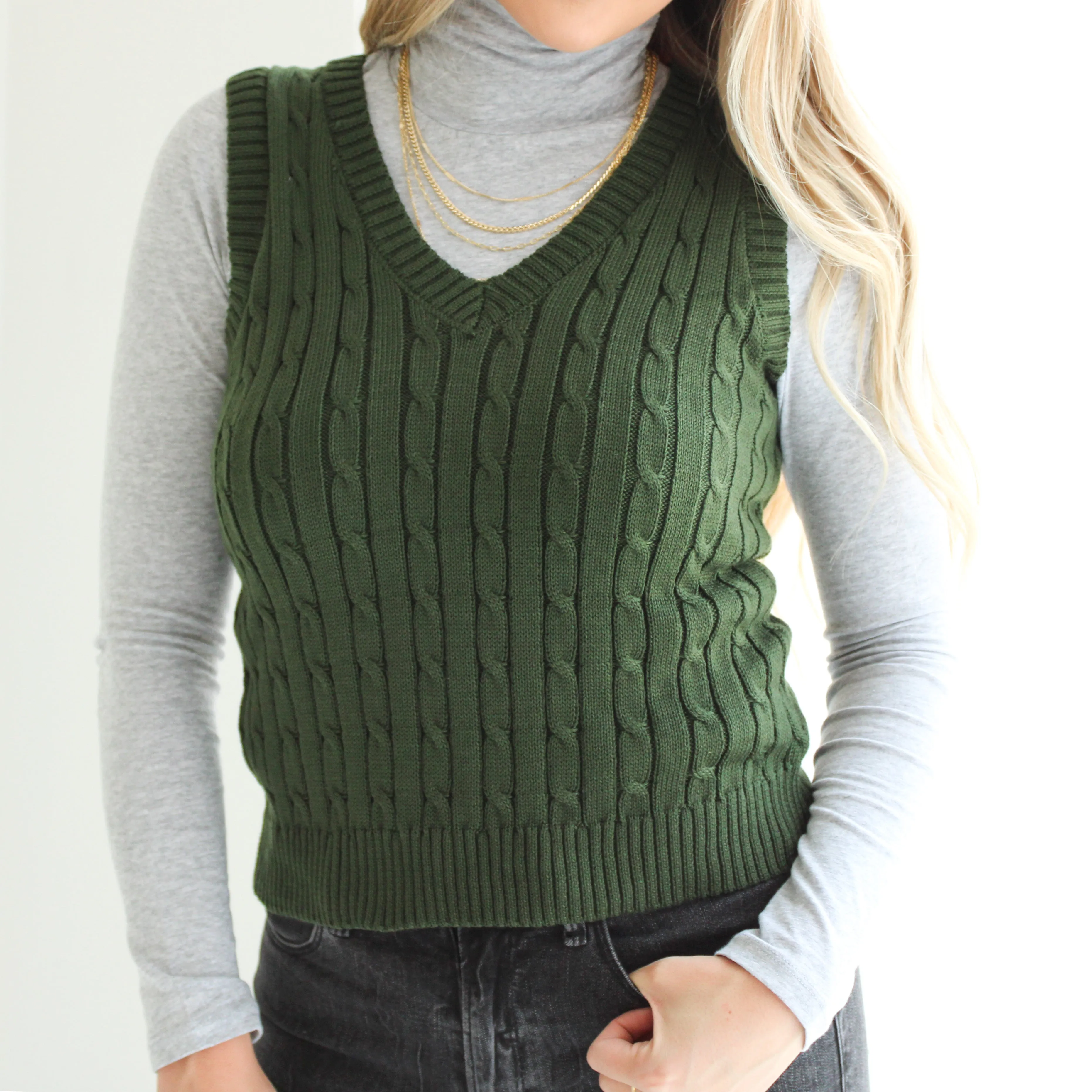 Cable Knit Sweater Vest