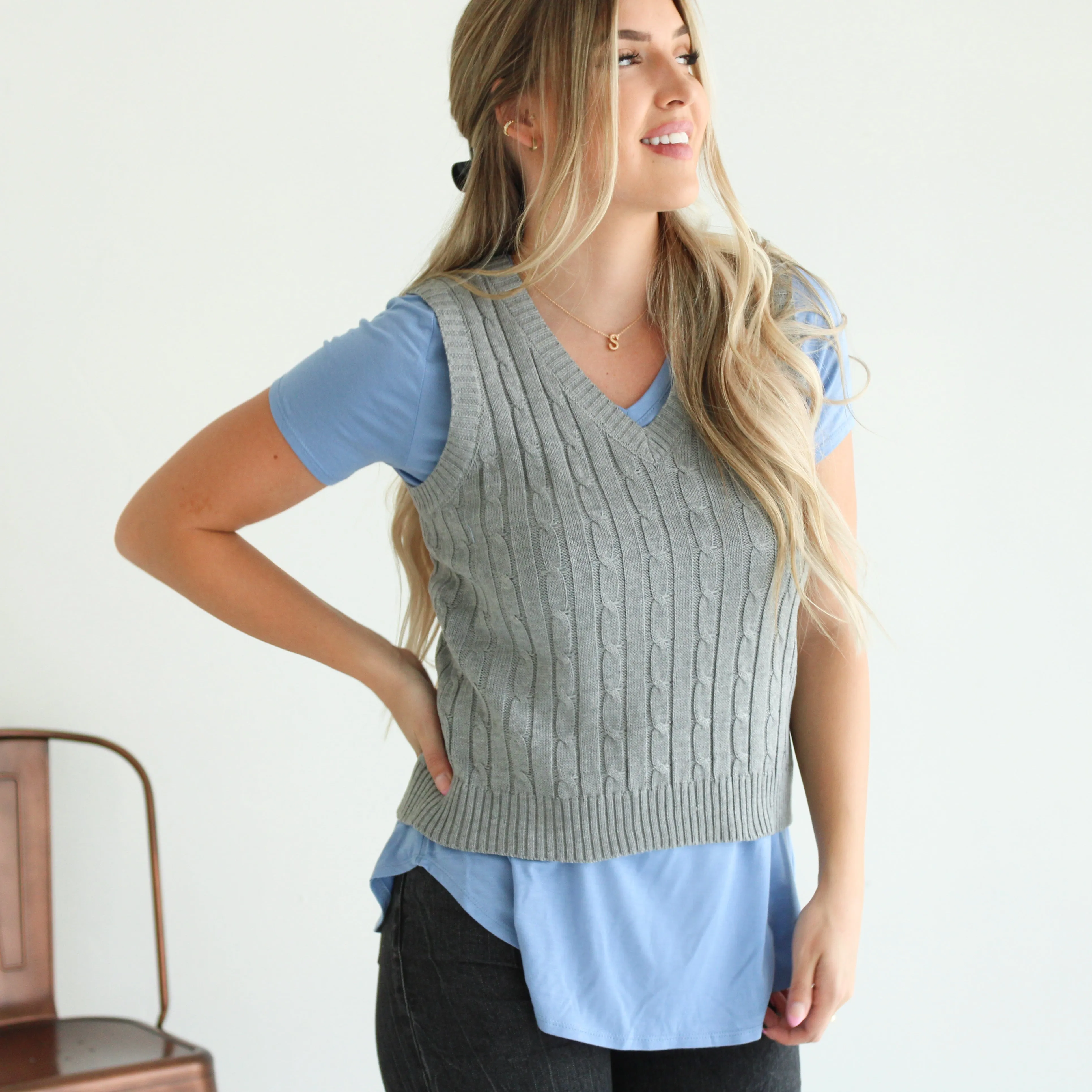 Cable Knit Sweater Vest