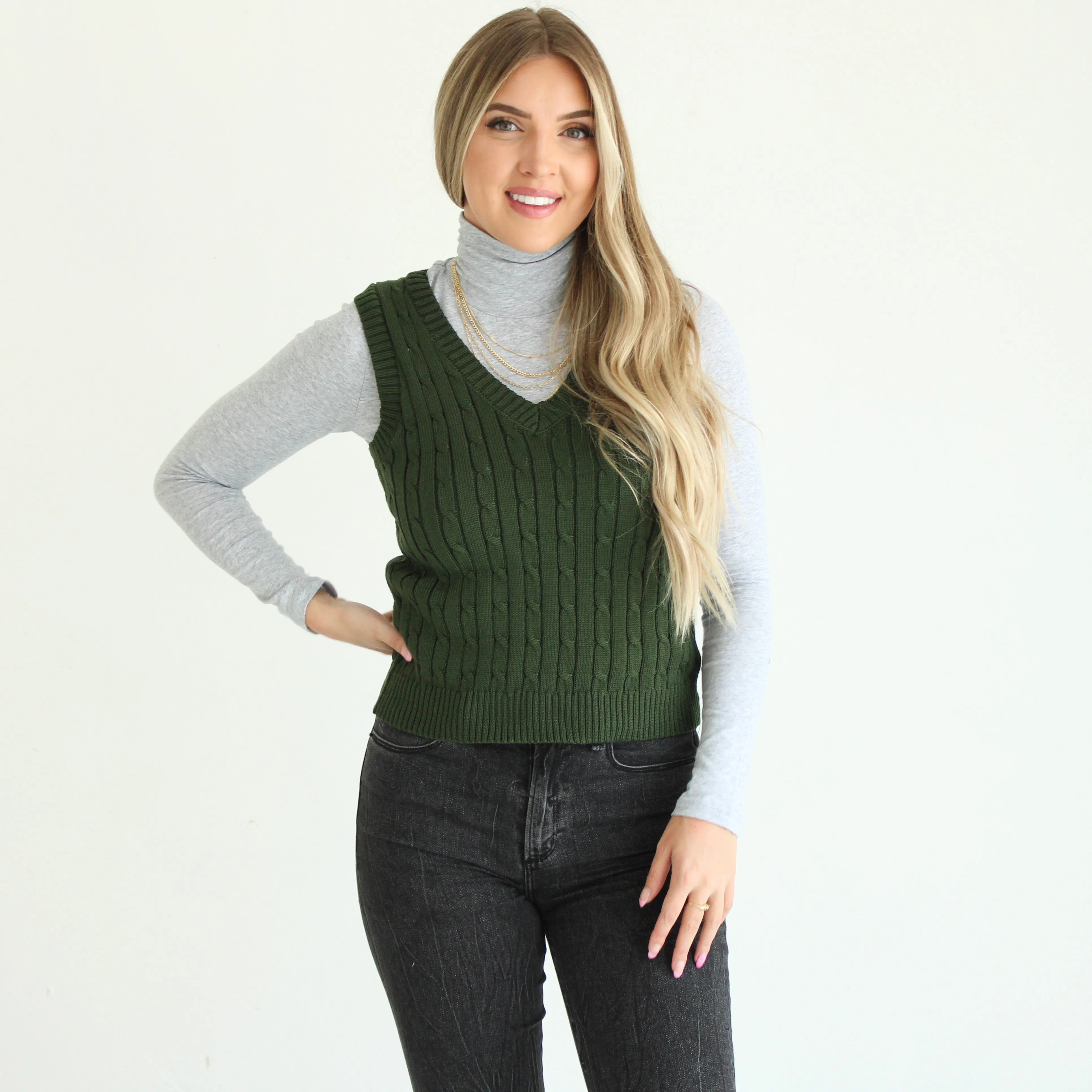 Cable Knit Sweater Vest