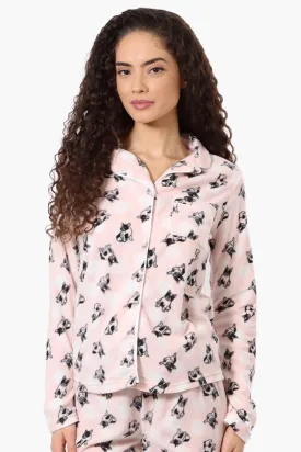 Canada Weather Gear Dog Pattern Button Down Pajama Top - Pink