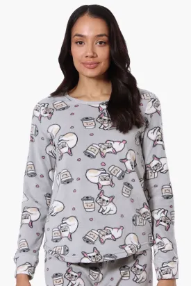 Canada Weather Gear Dog Pattern Pajama Top - Grey