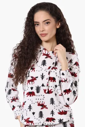 Canada Weather Gear Patterned Hooded Pajama Top - White