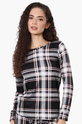 Canada Weather Gear Plaid Crewneck Pajama Top - Black