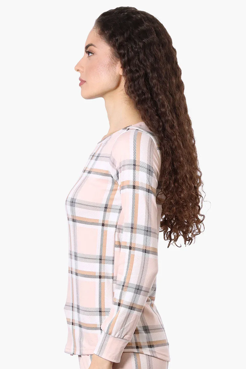 Canada Weather Gear Plaid Crewneck Pajama Top - Blush