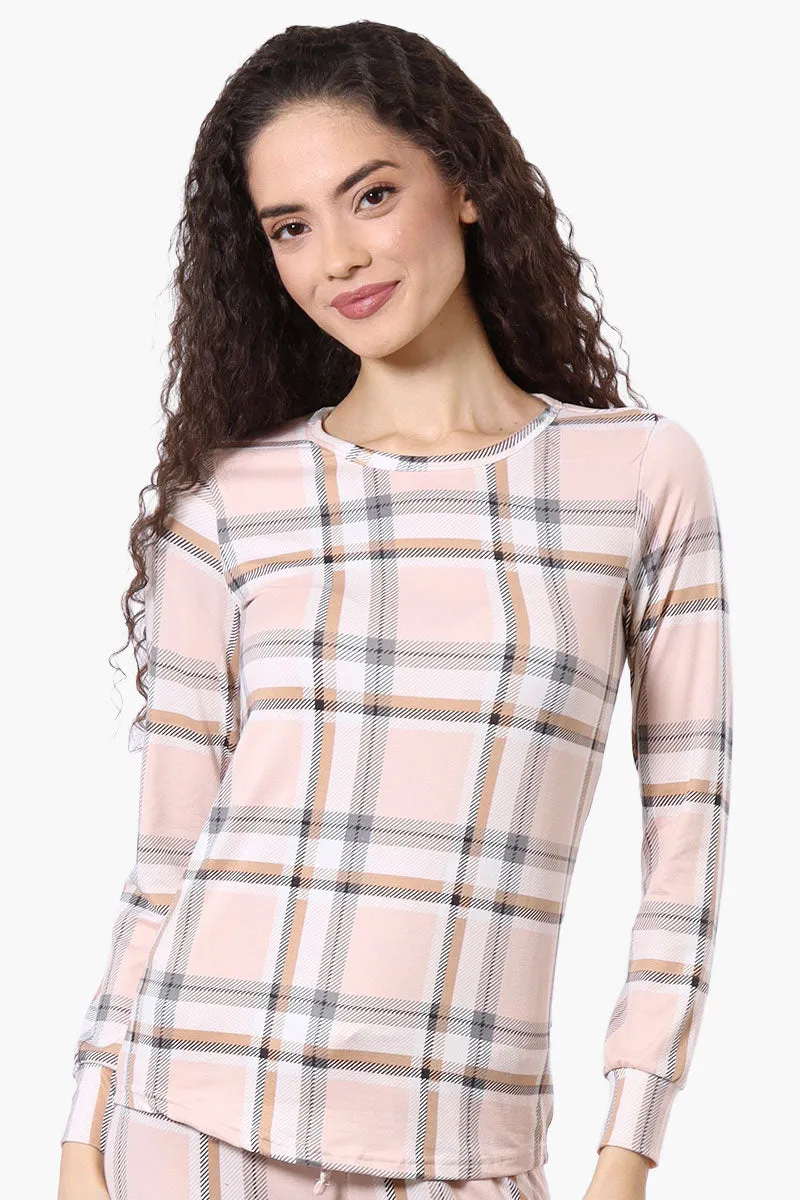 Canada Weather Gear Plaid Crewneck Pajama Top - Blush