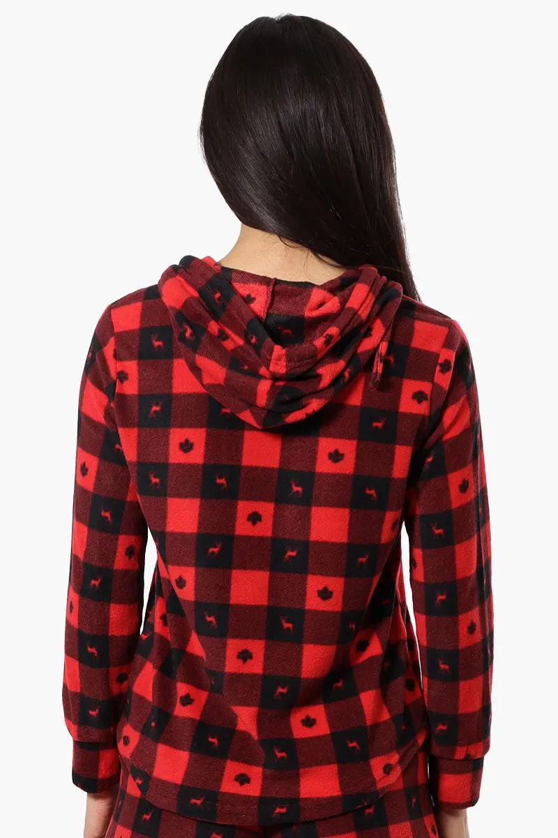 Canada Weather Gear Plaid Hooded Pajama Top - Red