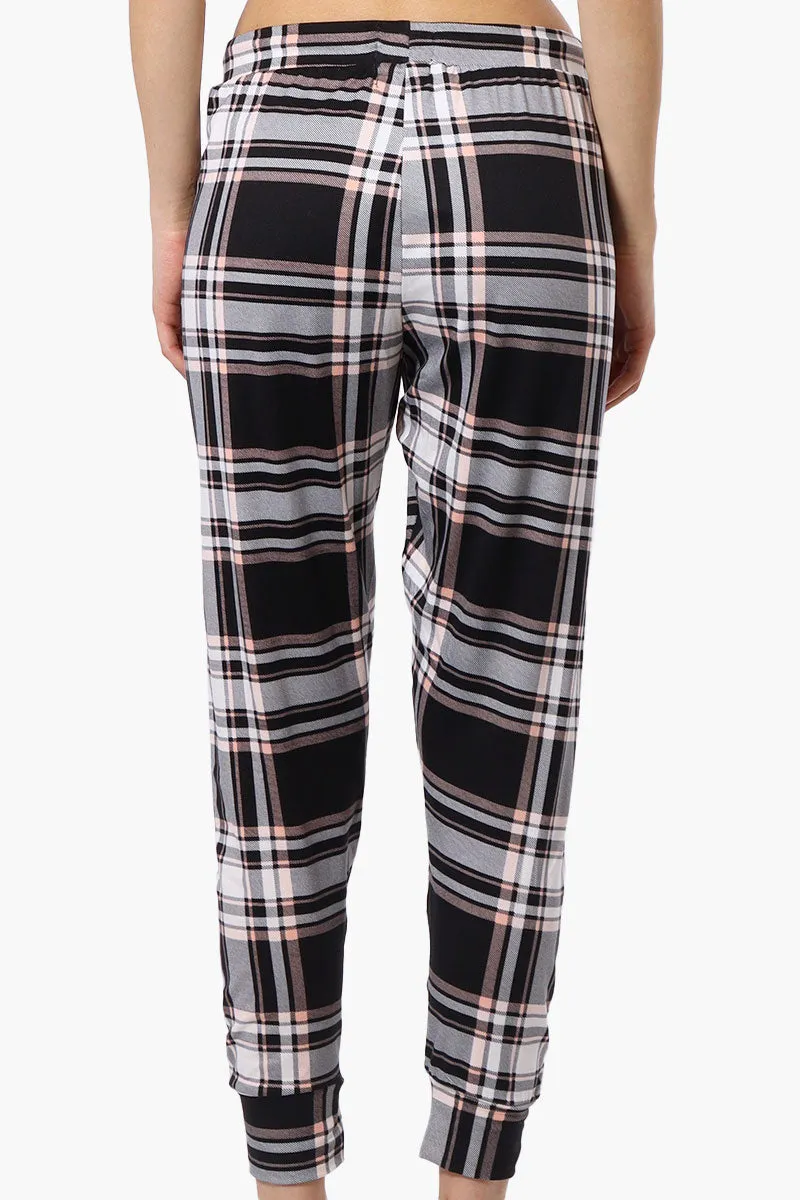 Canada Weather Gear Plaid Tie Waist Pajama Bottoms - Black