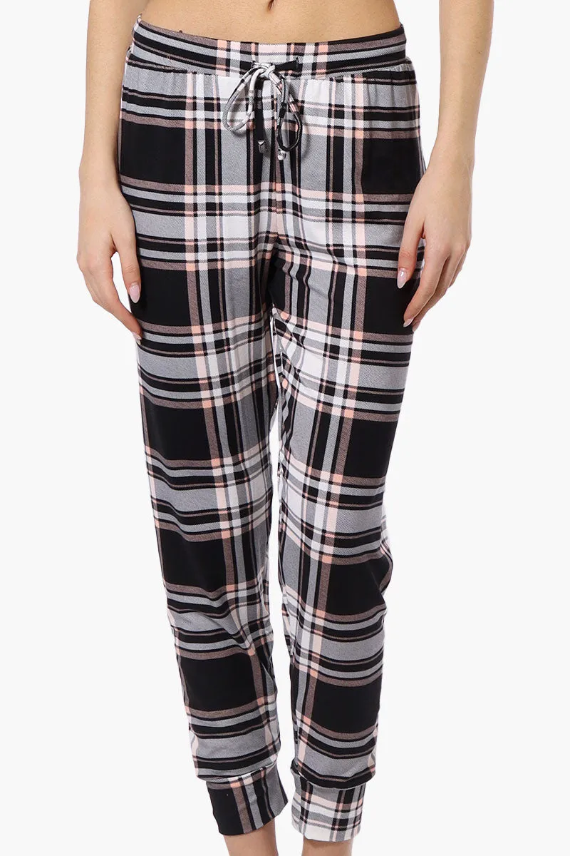 Canada Weather Gear Plaid Tie Waist Pajama Bottoms - Black