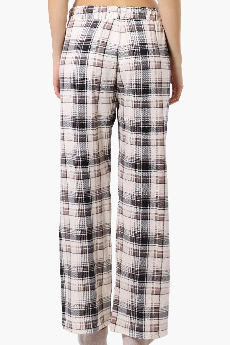 Canada Weather Gear Plaid Wide Leg Pajama Bottoms - Cream