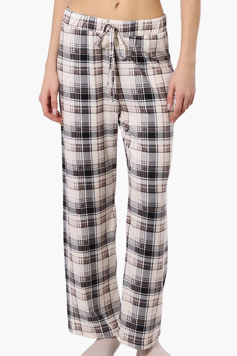 Canada Weather Gear Plaid Wide Leg Pajama Bottoms - Cream