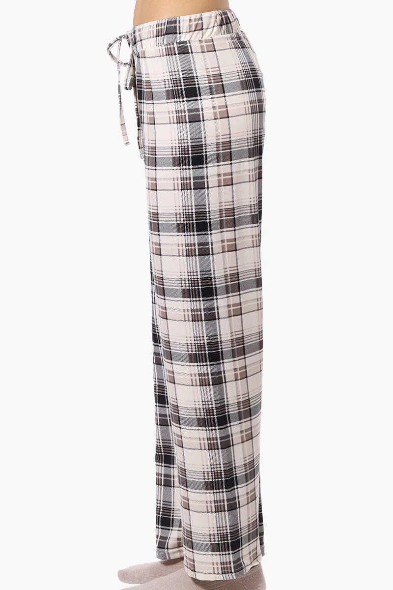 Canada Weather Gear Plaid Wide Leg Pajama Bottoms - Cream