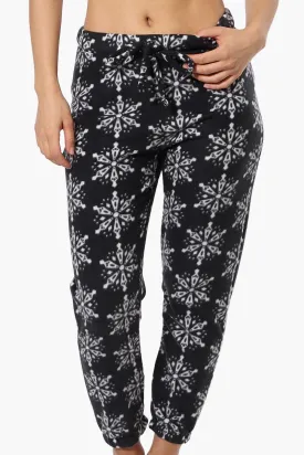 Canada Weather Gear Snowflake Pattern Fleece Pajama Bottoms - Black