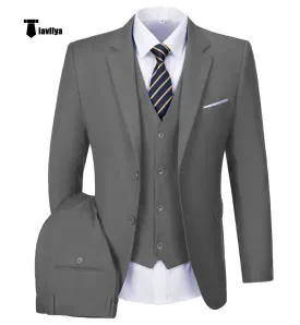 Casual Men's 3 Pieces Mens Suit Notch Lapel Flat Tuxedos (Blazer vest Pants)