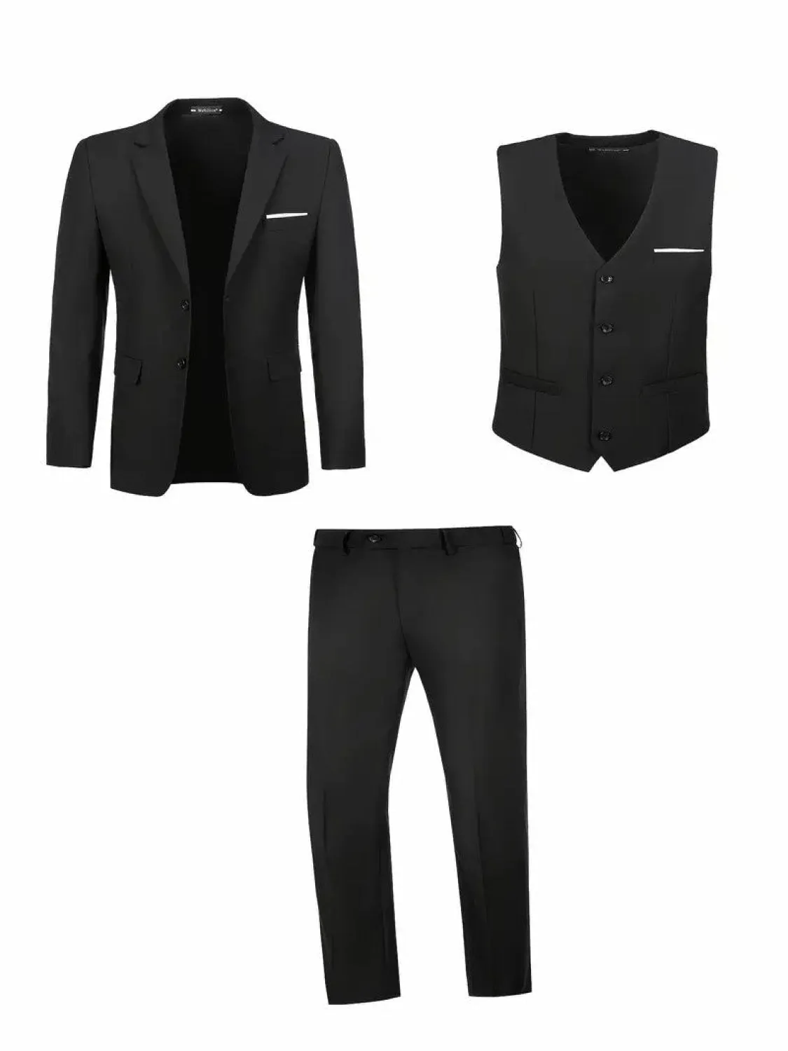 Casual Men's 3 Pieces Mens Suit Notch Lapel Flat Tuxedos (Blazer vest Pants)