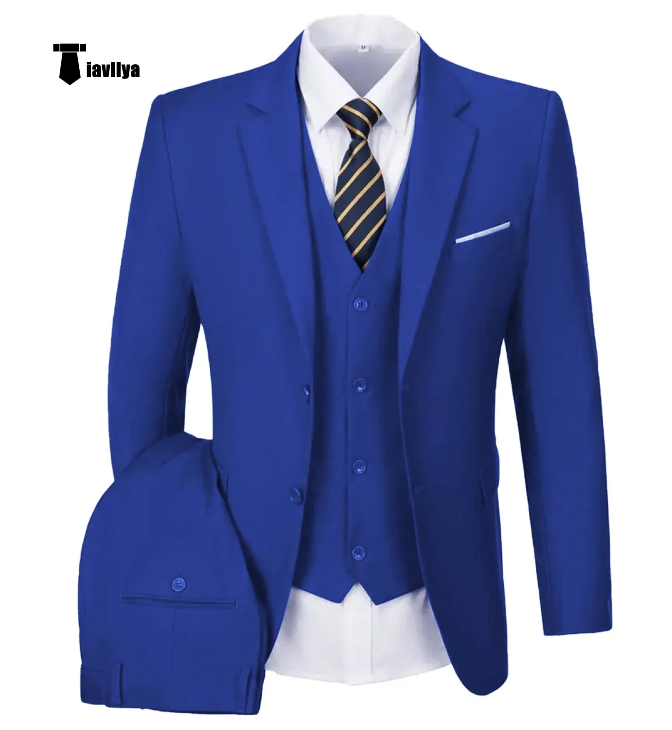 Casual Men's 3 Pieces Mens Suit Notch Lapel Flat Tuxedos (Blazer vest Pants)