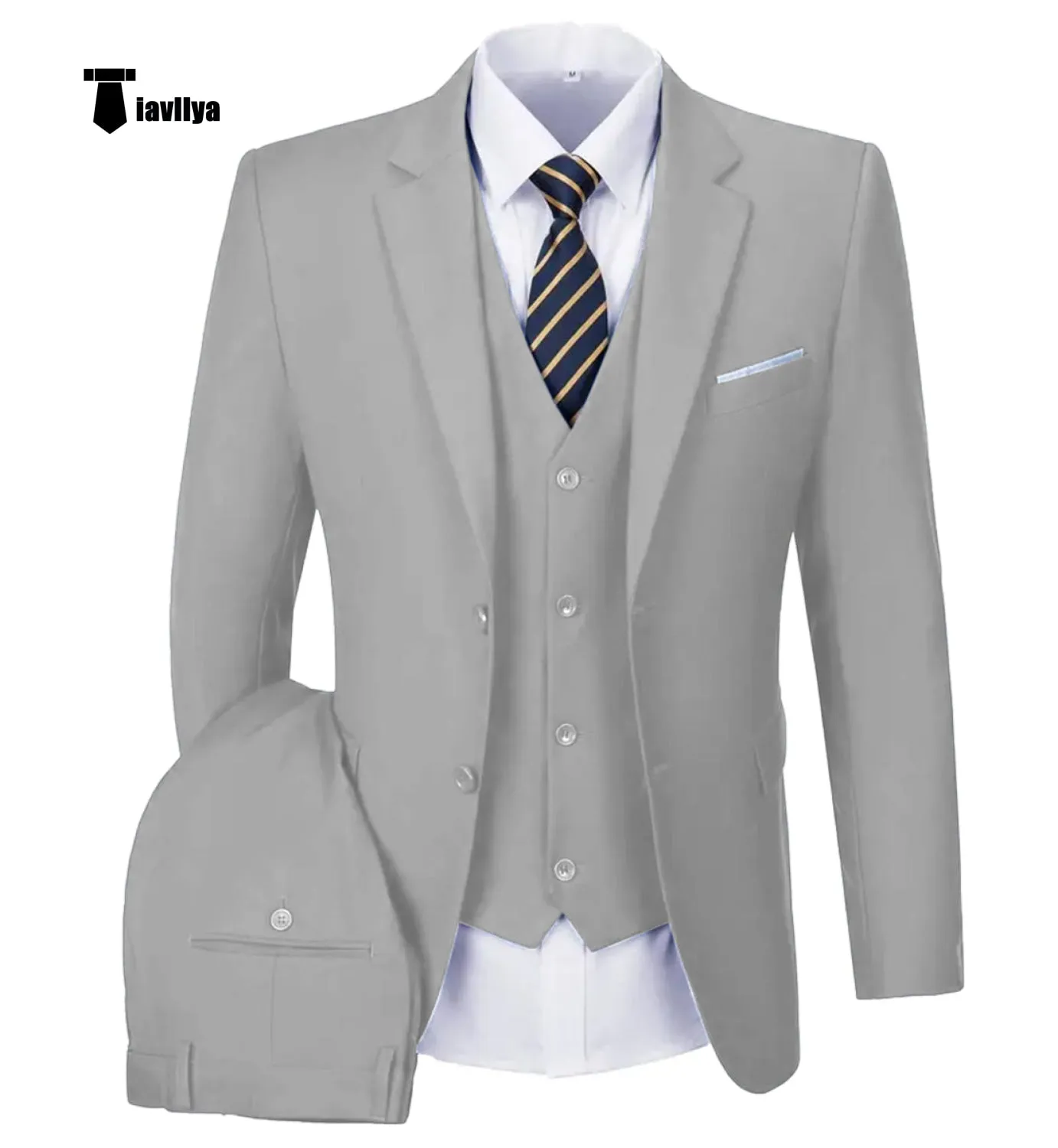 Casual Men's 3 Pieces Mens Suit Notch Lapel Flat Tuxedos (Blazer vest Pants)