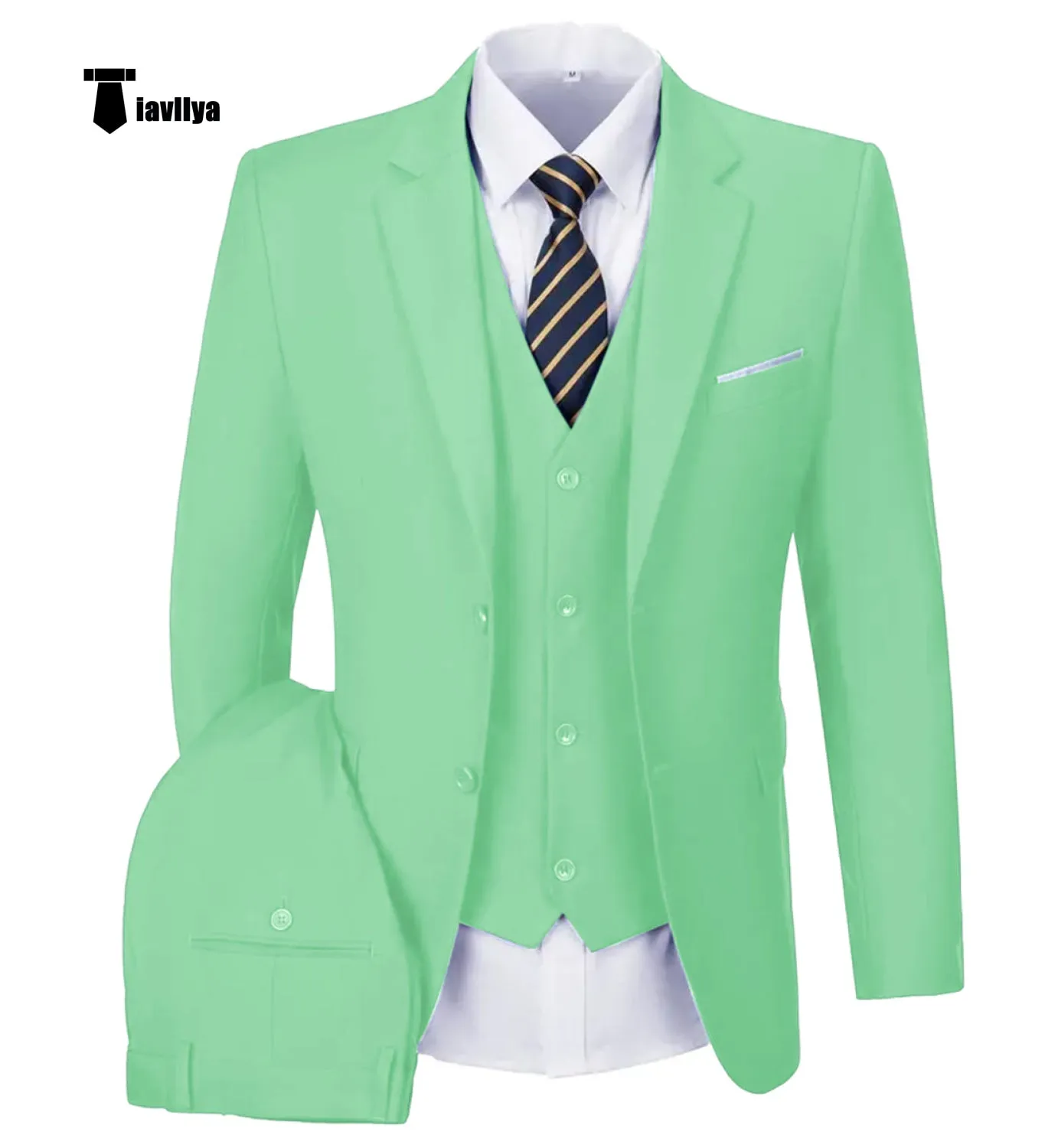 Casual Men's 3 Pieces Mens Suit Notch Lapel Flat Tuxedos (Blazer vest Pants)