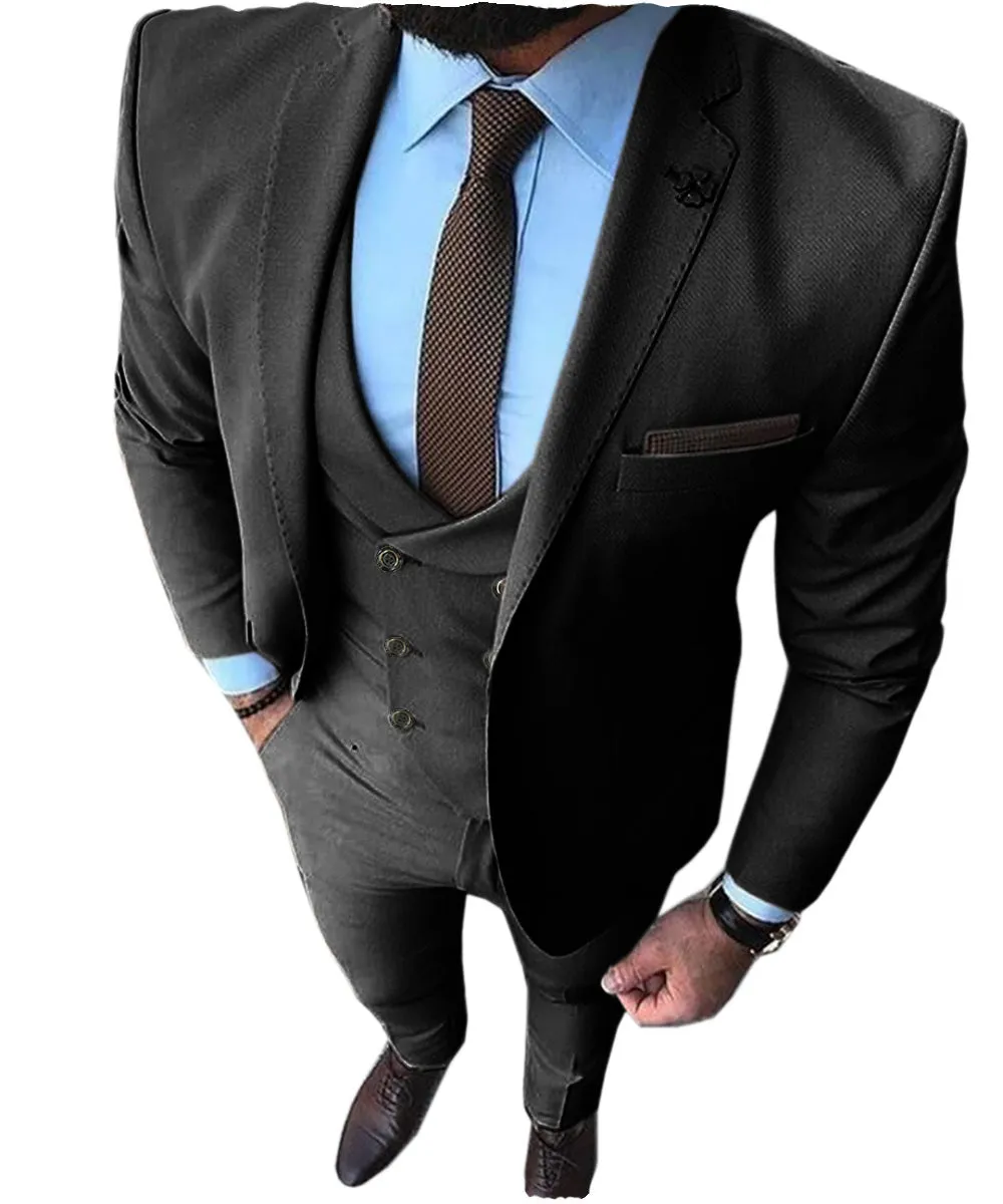 Casual Men's 3 Pieces Mens Suit Regular Fit Notch Lapel Tuxedos (Blazer vest Pants)