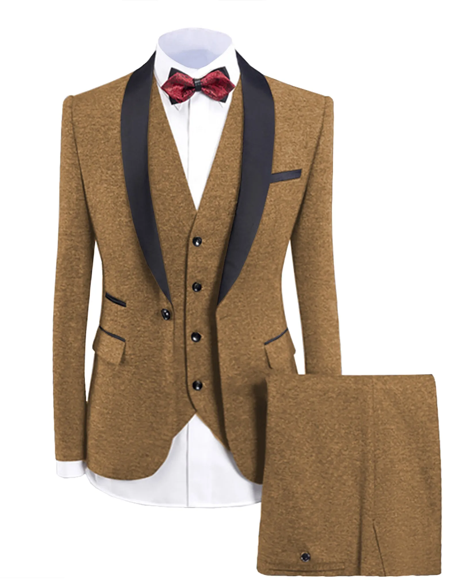 Casual Men's 3-Pieces Mens Suit Shawl Lapel Tuxedos (Blazer vest Pants)